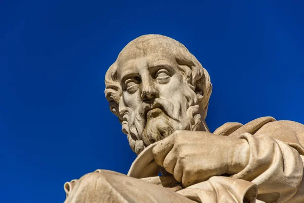 Socha Řeckého Filozofa Platóna Před Akademii Athens Řecko — Stock fotografie