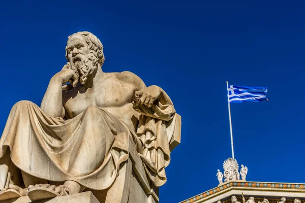 Estatua Del Filósofo Griego Sócrates Frente Academia Atenas Grecia — Foto de Stock