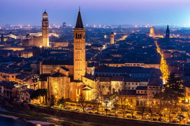 Sunset, Italya 'da Verona panoramik görünümü