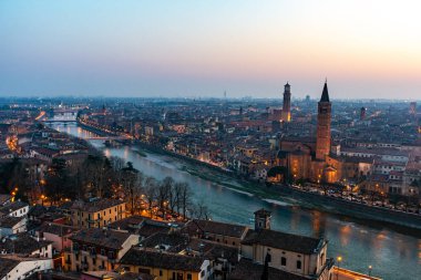 Sunset, Italya 'da Verona panoramik görünümü