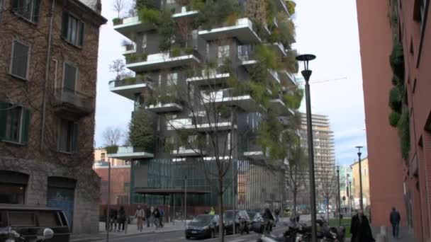 Bosco Verticale Κατακόρυφα Κτήρια Δασικών Διαμερισμάτων Στην Περιοχή Porta Nuova — Αρχείο Βίντεο