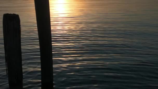 Wooden Jetty Lake Garda Sirmione Town Italy — Stock Video