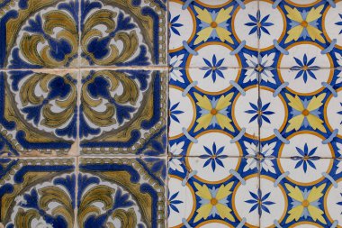 Güzel Portekiz azulejo dokusunun yakın görüntüsü.