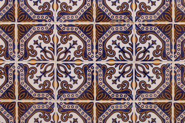 Güzel Portekiz azulejo dokusunun yakın görüntüsü.