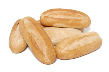 Geleneksel baget ekmek bakış beyaz arka plan üzerinde kapatın.