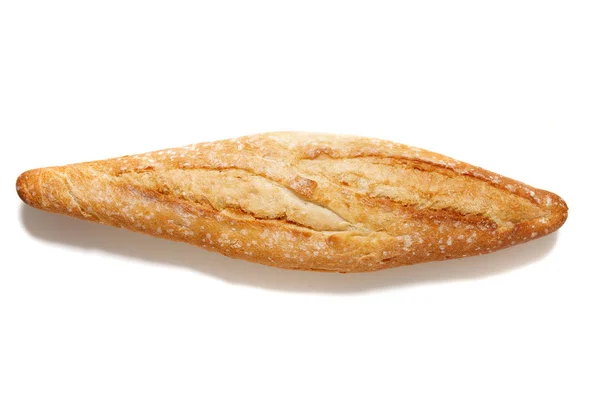 Vue Rapprochée Pain Traditionnel Baguette Sur Fond Blanc — Photo