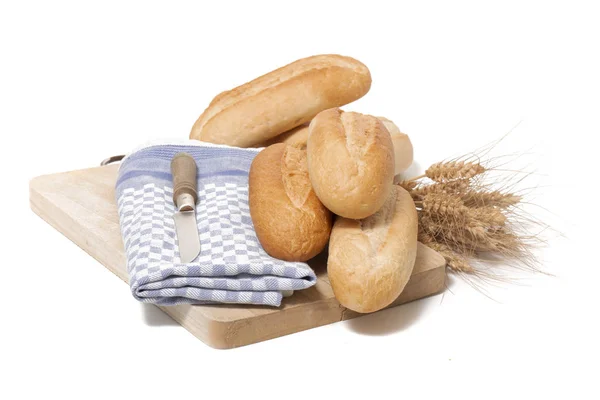 Close View Traditional Baguette Bread White Background — Stock Photo, Image