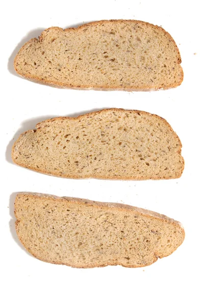 Traditionele Sneetjes Graan Zaad Brood Witte Achtergrond — Stockfoto