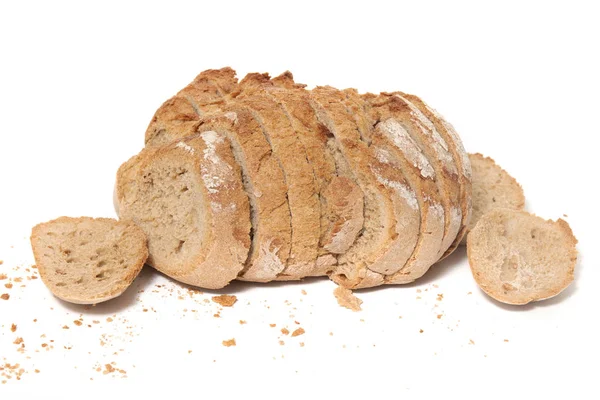 Παραδοσιακό Φέτες Ψωμί Σπόρων Σιτηρών Λευκό Φόντο — Φωτογραφία Αρχείου