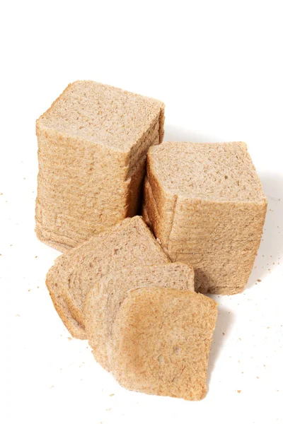 Tradiční Obdélníkový Bochník Chleba Bílém Pozadí — Stock fotografie