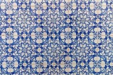 Güzel Portekiz azulejo dokusunun yakın görüntüsü.