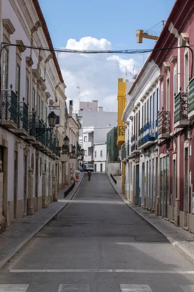 Rua Cidade Faro Que Leva Área Comercial Turística — Fotografia de Stock