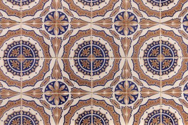 Güzel Portekiz azulejo dokusunun yakın görüntüsü.