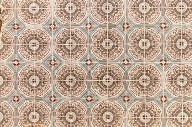 Güzel Portekiz azulejo dokusunun yakın görüntüsü.