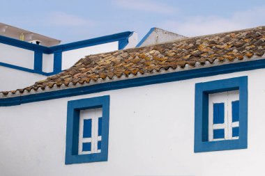 Olhao, Portekiz kübist şehrin tipik mimarisinin açık görünüm.