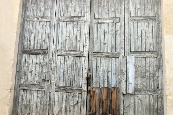 Vieille Porte Bois Usée Avec Peinture Pelée Bleue — Photo