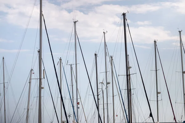 Ovanifrån Båtarna Förtöjd Småbåtshamnen Olhao City Portugal — Stockfoto