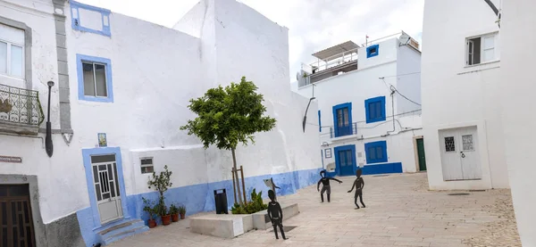 Zblízka Pohled Typickou Architekturu Olhäo City Portugalsko — Stock fotografie