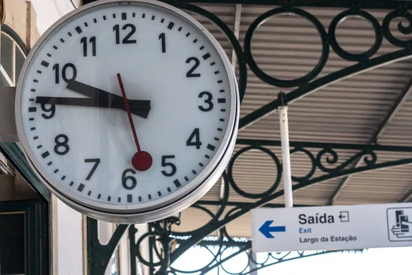 Clock Train Station Faro City Located Portugal — Stock Photo, Image