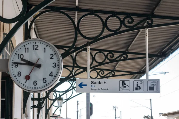 Clock Train Station Faro City Located Portugal — Stock Photo, Image