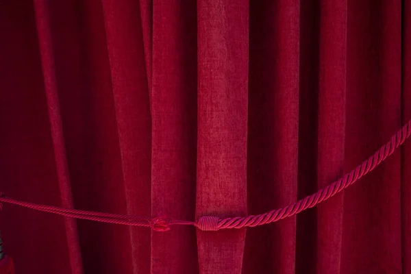 Close View Traditional Red Stage Curtain Theater — Stock Photo, Image