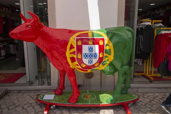 Tavira Portugal Maj 2018 Närbild Målad Skulptur Med Den Portugisiska — Stockfoto