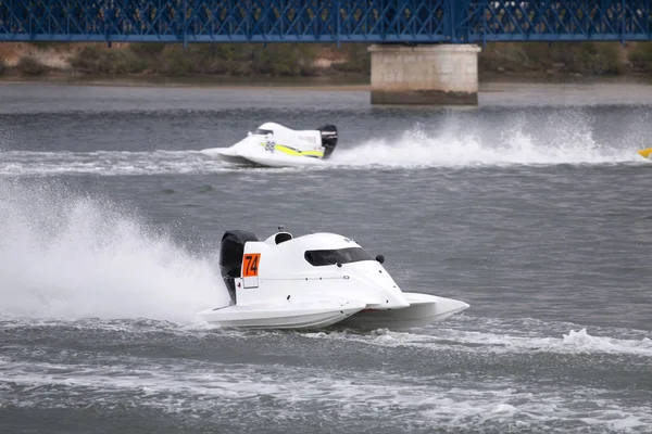 Portimão Portugal Maj 2018 Snabb Motorbåt Racing Flod Portimao Portugal — Stockfoto