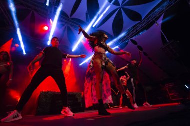 Faro, Portekiz: 31 Ağustos, 2018 - müzik grubu, Blaya, Festival F, büyük bir festival üzerinde gerçekleştirir.