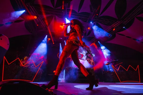 Faro, Portekiz: 31 Ağustos, 2018 - müzik grubu, Blaya, Festival F, büyük bir festival üzerinde gerçekleştirir.