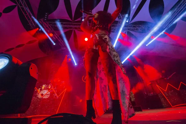 Faro, Portekiz: 31 Ağustos, 2018 - müzik grubu, Blaya, Festival F, büyük bir festival üzerinde gerçekleştirir.