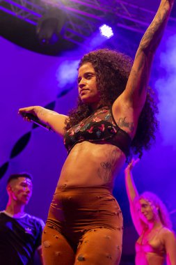 Faro, Portekiz: 31 Ağustos, 2018 - müzik grubu, Blaya, Festival F, büyük bir festival üzerinde gerçekleştirir.