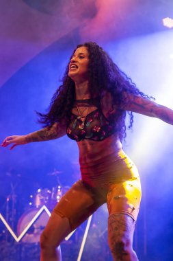 Faro, Portekiz: 31 Ağustos, 2018 - müzik grubu, Blaya, Festival F, büyük bir festival üzerinde gerçekleştirir.