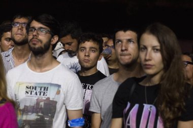 Faro, Portekiz: 30 Ağustos, 2018 - seyirci izle müzik sanatçısı Festivali f, Faro, Portekiz şehir büyük bir festival.