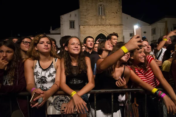 Faro Portugal Août 2018 Audience Regarder Artiste Musical Sur Festival — Photo