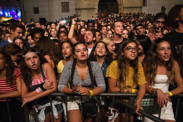 Faro Portugal Août 2018 Audience Regarder Artiste Musical Sur Festival — Photo