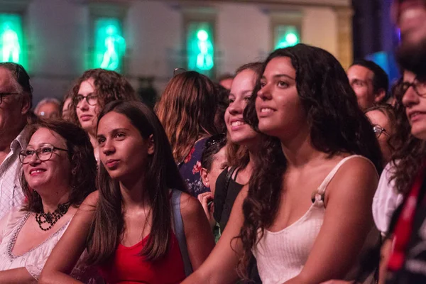 Faro Portugal Août 2018 Audience Regarder Artiste Musical Sur Festival — Photo