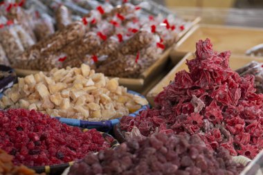 Karışık şekerlenmiş meyve Fas Festivali.