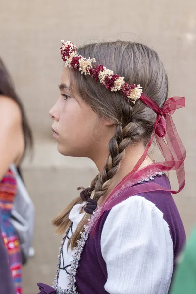 Silves Portugal Augusti 2018 Medeltidsdräkt Tecken Medeltida Rättvis Händelse — Stockfoto