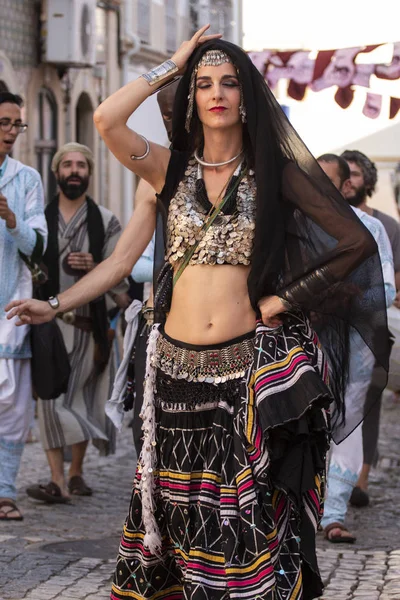 Silves Portugal Agosto 2018 Personagens Trajes Medievais Evento Feira Medieval — Fotografia de Stock