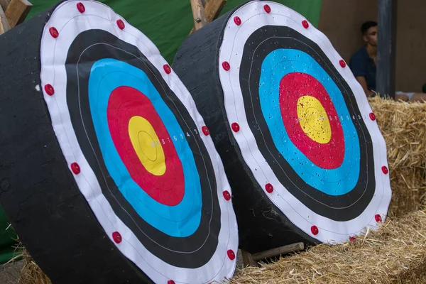 Close View Pair Medieval Archery Targets — Stock Photo, Image