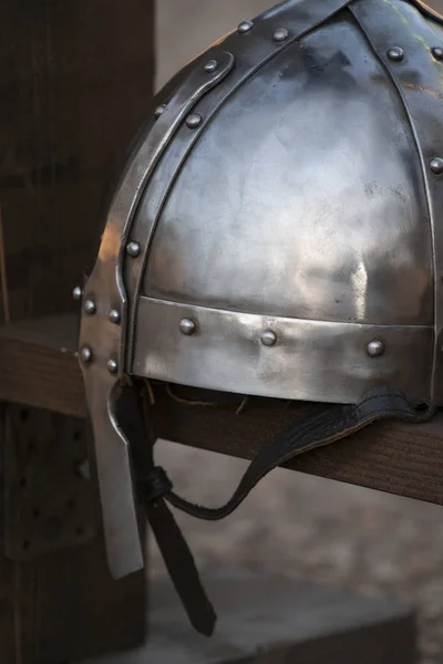 Vue Rapprochée Casque Combat Médiéval — Photo