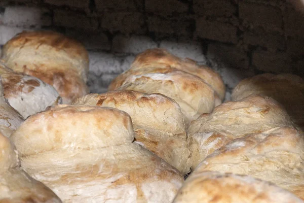 Cuisine Traditionnelle Pain Rustique Sur Four Charbon Pierre Tradition Environnejo — Photo