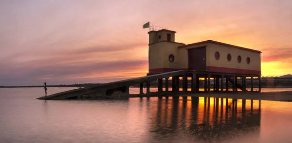 Sunset View Life Saver House Located Village Fuseta Portugal — Stock Photo, Image