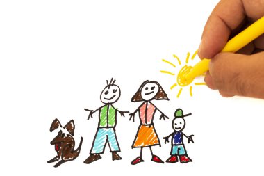Childs'ın ailesi beyaz bir arka plan üzerinde çizim.