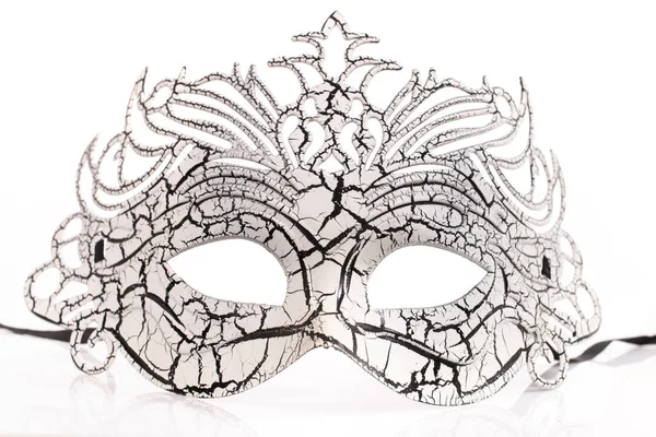 Maschera Veneziana Bianca Isolata Sfondo Bianco — Foto Stock