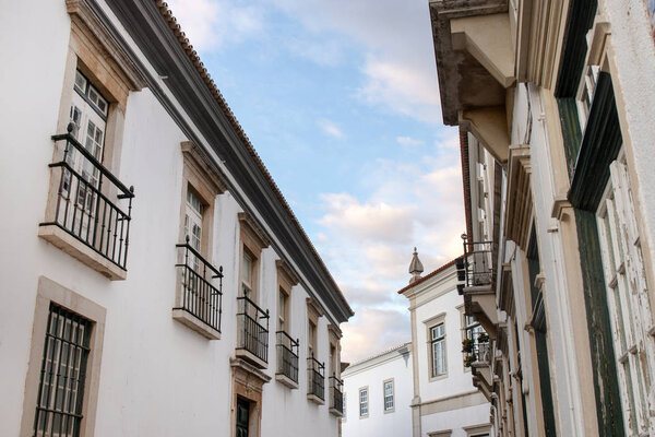 Historical streets in downtown of Faro city, Portugal.