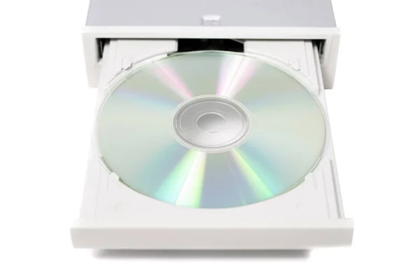 Dvd-rom abierto sobre blanco — Foto de Stock