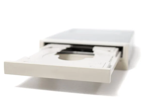 Otevřít disk DVD-ROM na bílém — Stock fotografie
