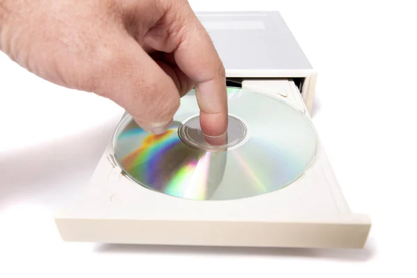 Відкритий DVD-Rom на білому — стокове фото