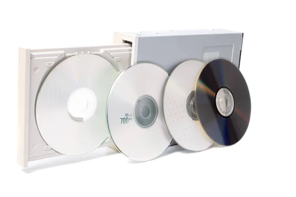 Open dvd-rom on white — Stock Photo, Image